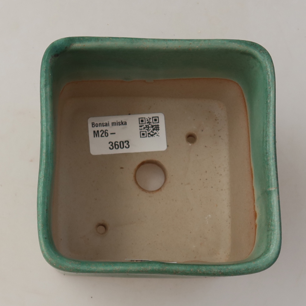 Ceramiczna miska do bonsai 10 x 10 x 8 cm, zielona