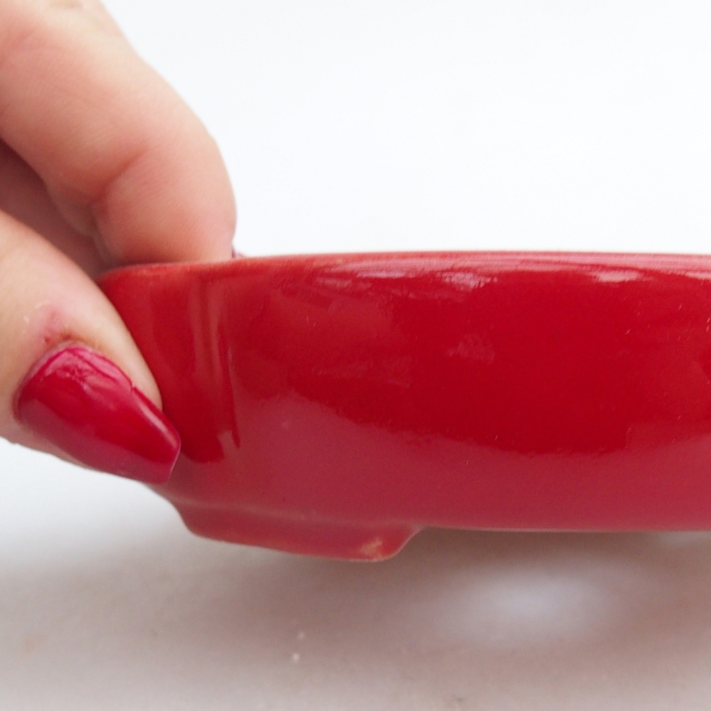 Ceramiczna miska do bonsai 11 x 11 x 3 cm, kolor czerwony