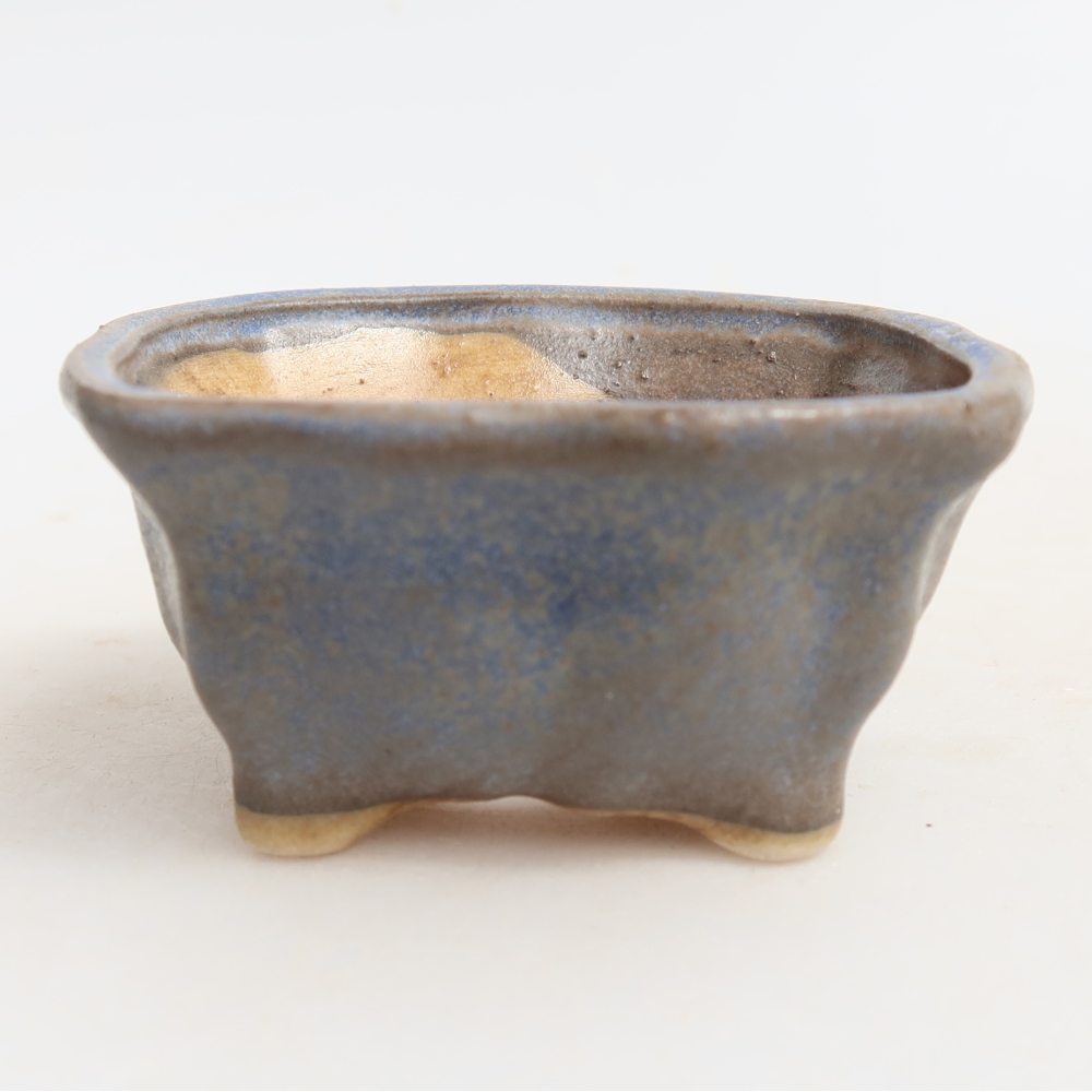 Ceramiczna miseczka do bonsai 7 x 7 x 3,5 cm, kolor niebieski