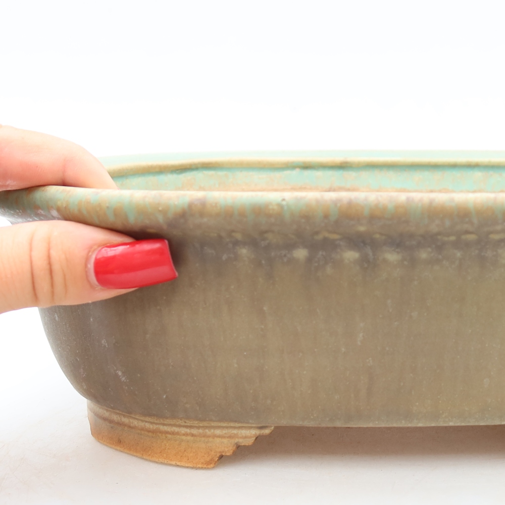 Ceramiczna miska do bonsai 25 x 21 x 8 cm, zielona