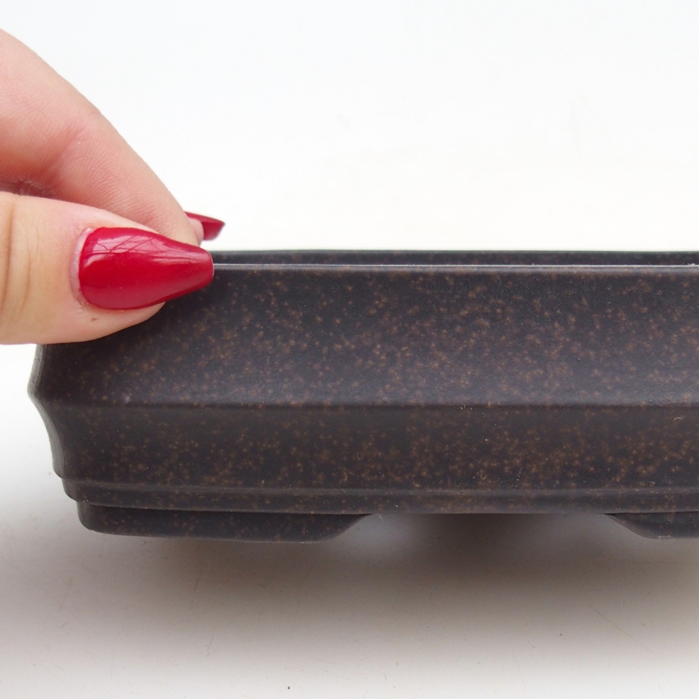 Ceramiczna miska do bonsai 14,5 x 10,5 x 4 cm, brązowo-ochrowa