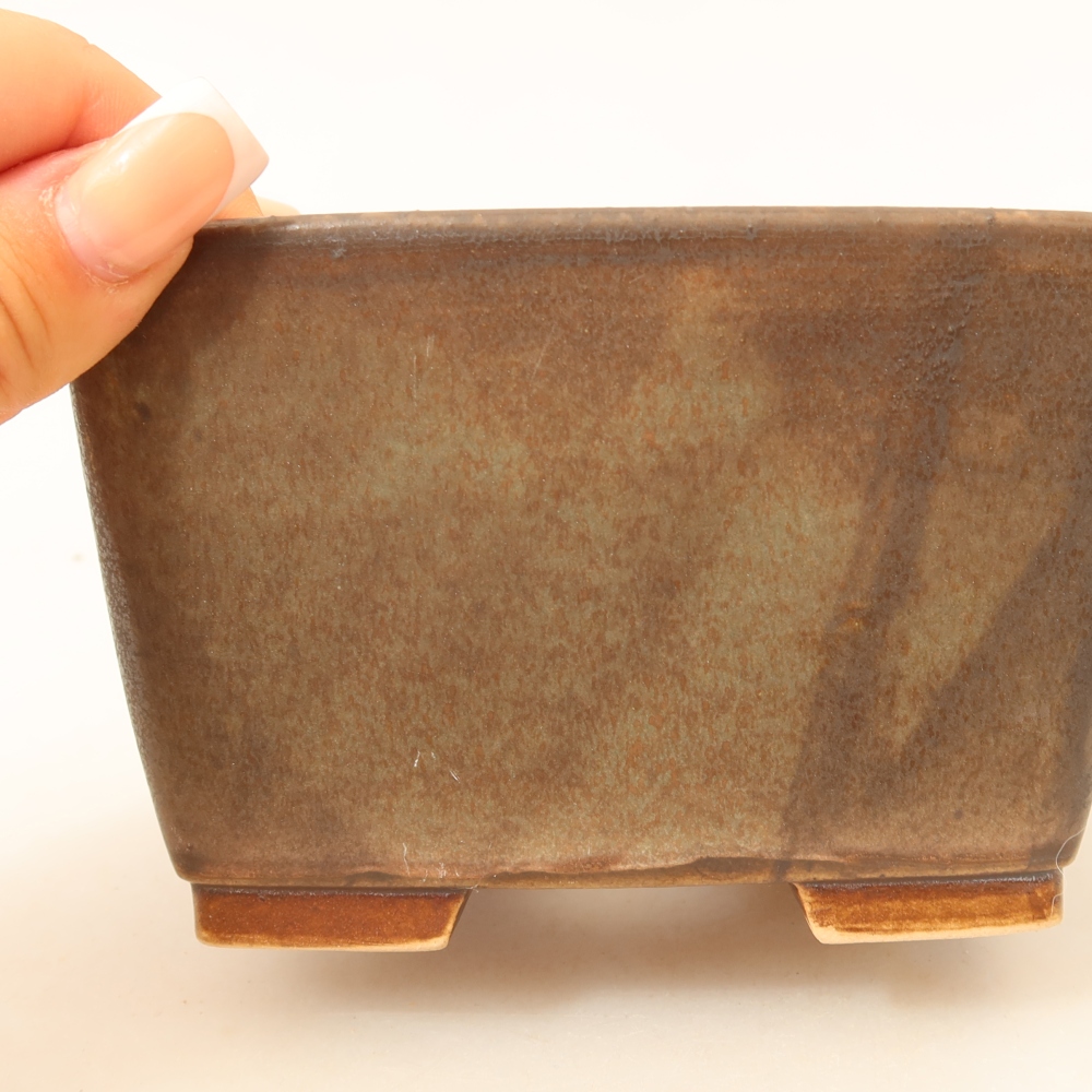Ceramiczna miska do bonsai 13 x 13 x 8 cm, kolor zielony