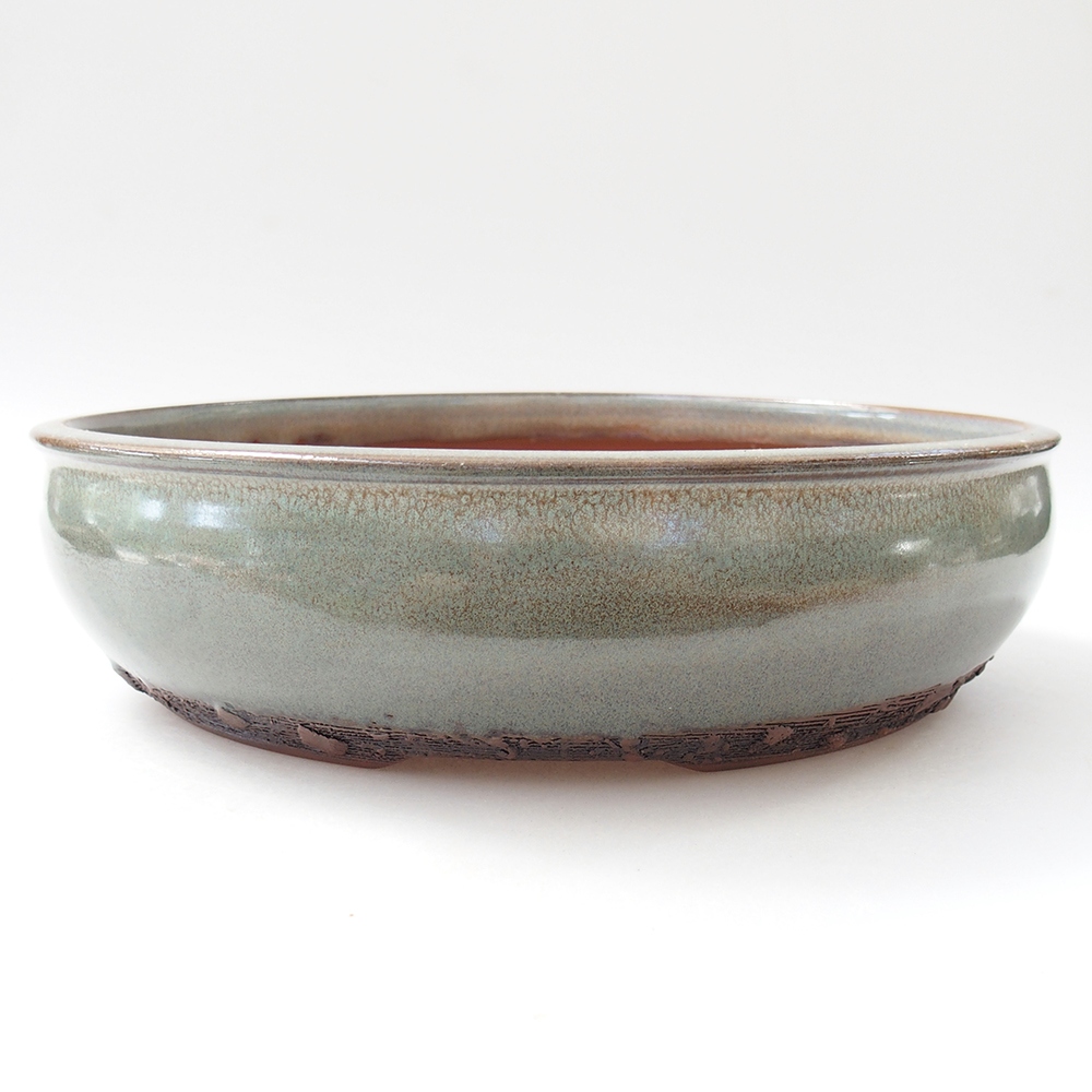 Ceramiczna miska na bonsai 24,5 x 24,5 x 6,5 cm, zielona