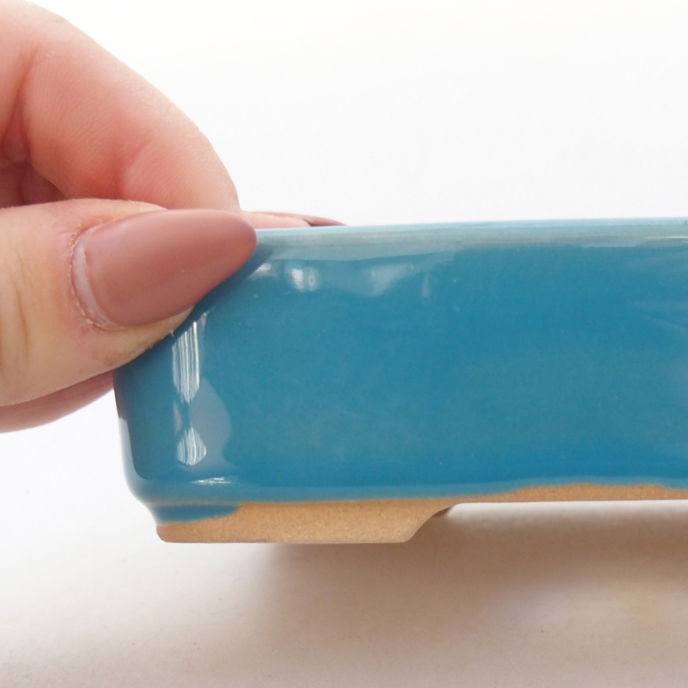 Ceramiczna miska na bonsai 13 x 9,5 x 3,5 cm, kolor niebieski