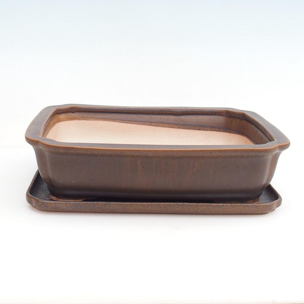 Miska bonsai + spodek H20 - 26,5 x 21,5 x 6,5 cm - brązowy