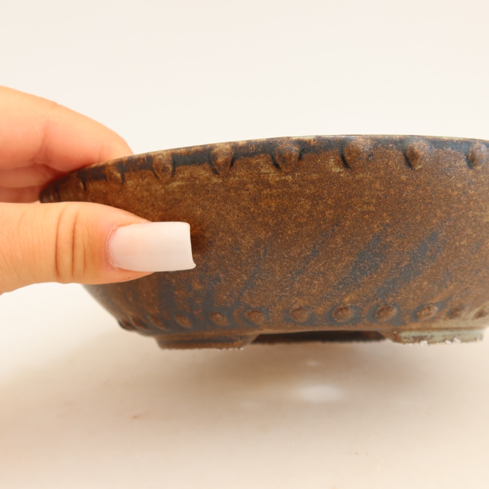 Ceramiczna miska do bonsai 17,5 x 17,5 x 4,5 cm, brązowa