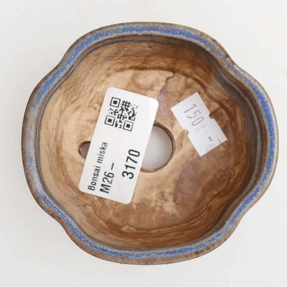 Ceramiczna miseczka do bonsai 8 x 7,5 x 3,5 cm, kolor niebieski