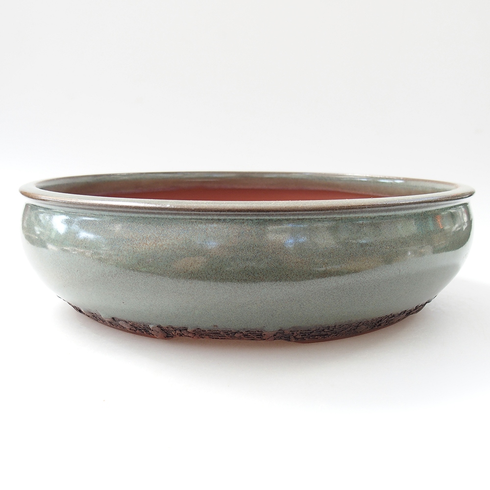 Ceramiczna miska do bonsai 25,5 x 25,5 x 7 cm, zielona