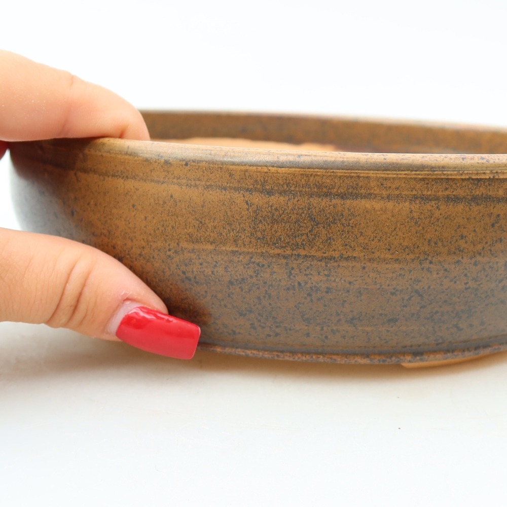 Ceramiczna doniczka do bonsai 19 x 19 x 5,5 cm, kolor brązowy