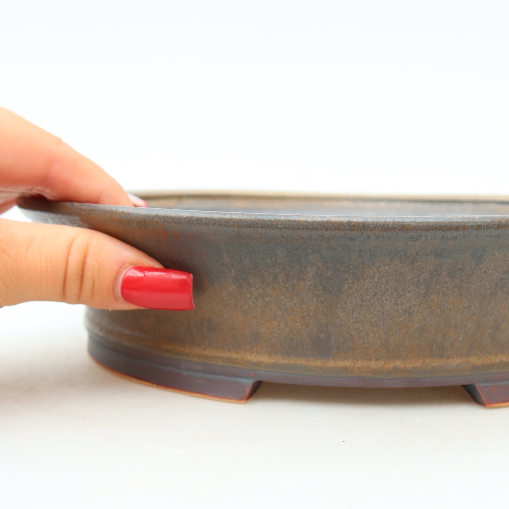 Ceramiczna miska do bonsai 24 x 21,5 x 5,5 cm, kolor brązowy