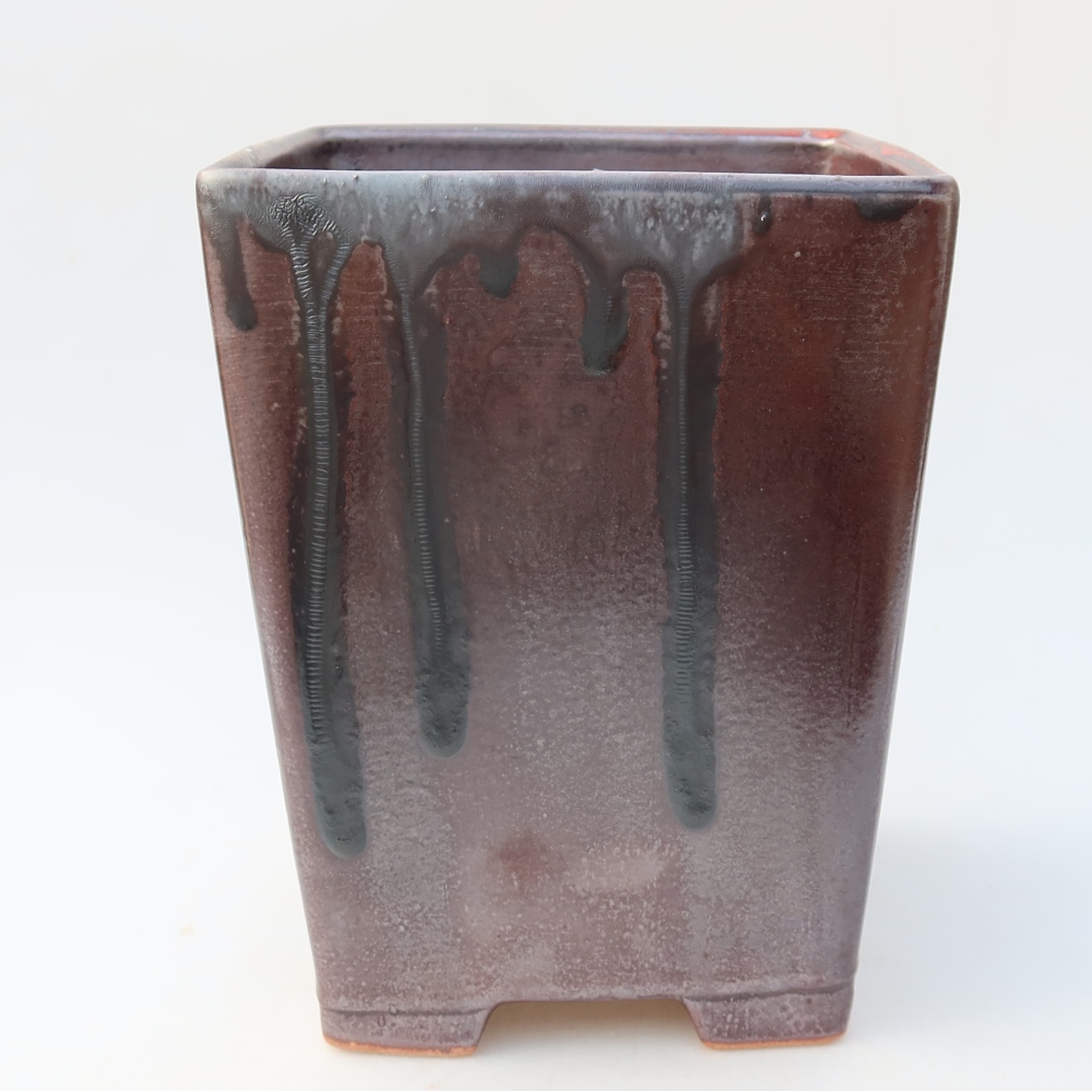 Ceramiczna miska do bonsai 15 x 15 x 19,5 cm, kolor metaliczny