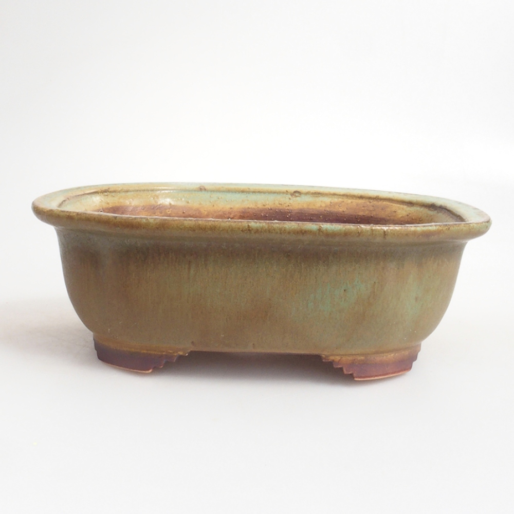 Ceramiczna miska do bonsai 11,5 x 16 x 6,5 cm, kolor zielony