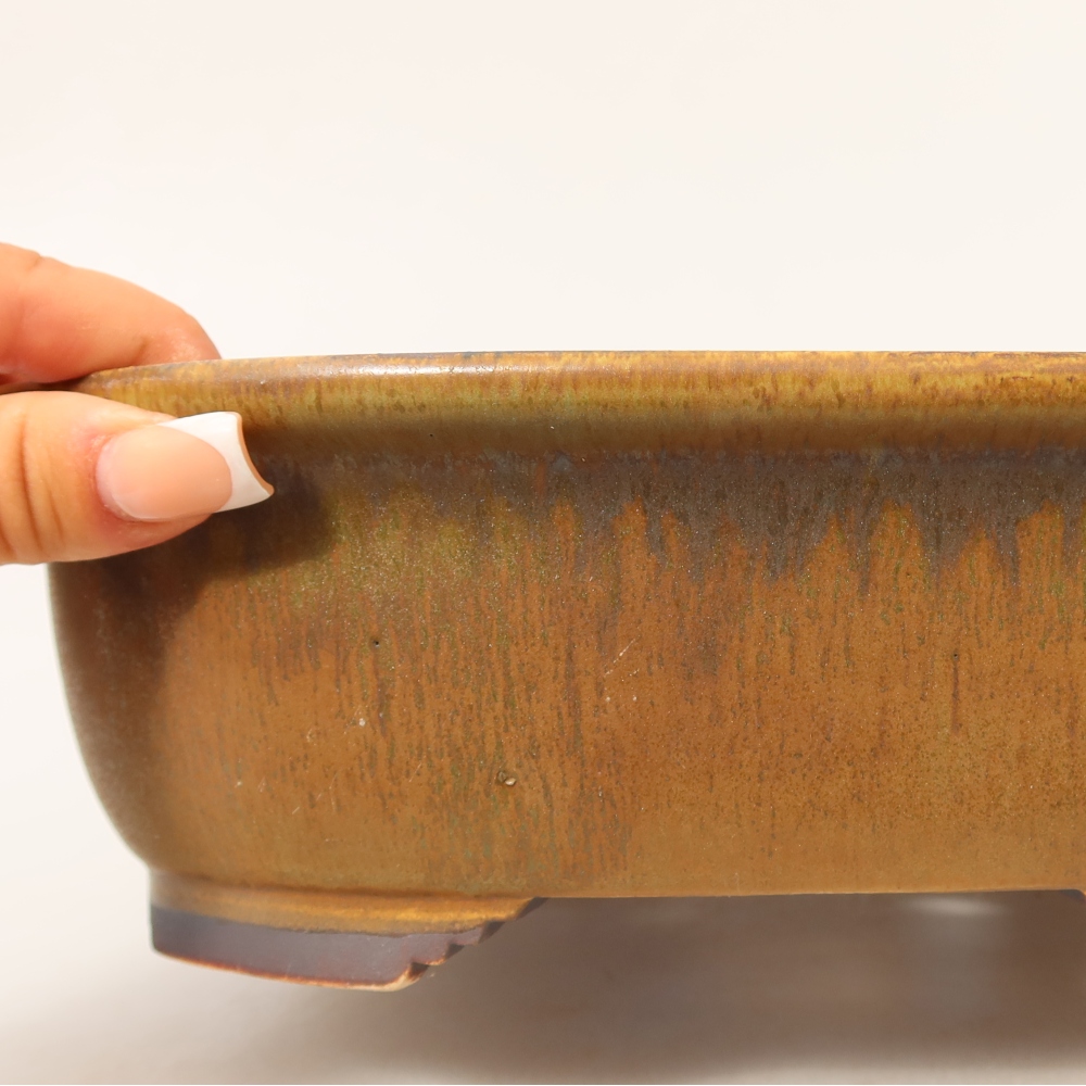 Ceramiczna miska do bonsai 25 x 21,5 x 7,5 cm, zielona