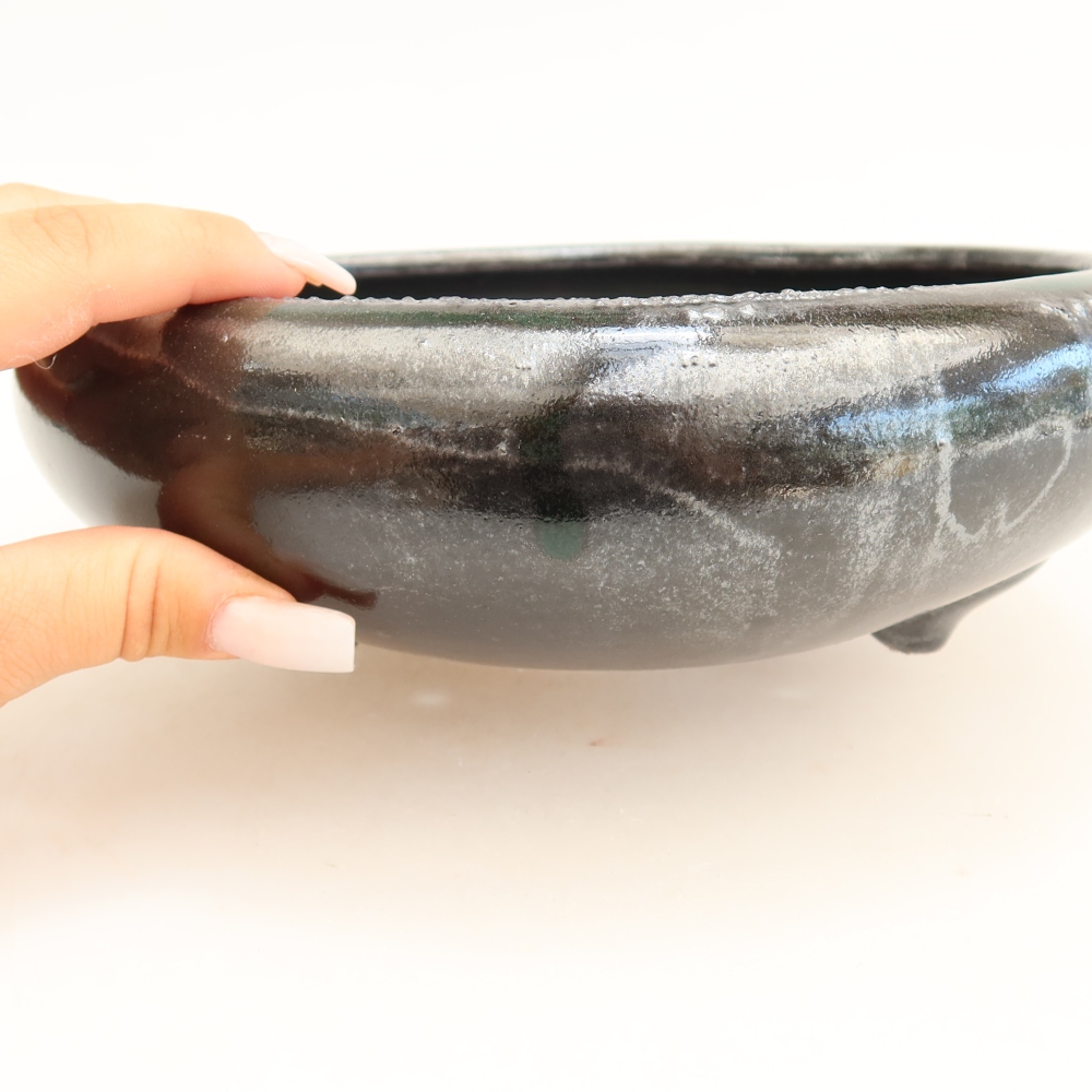 Ceramiczna miska do bonsai 20,5 x 20,5 x 7 cm, kolor zielony