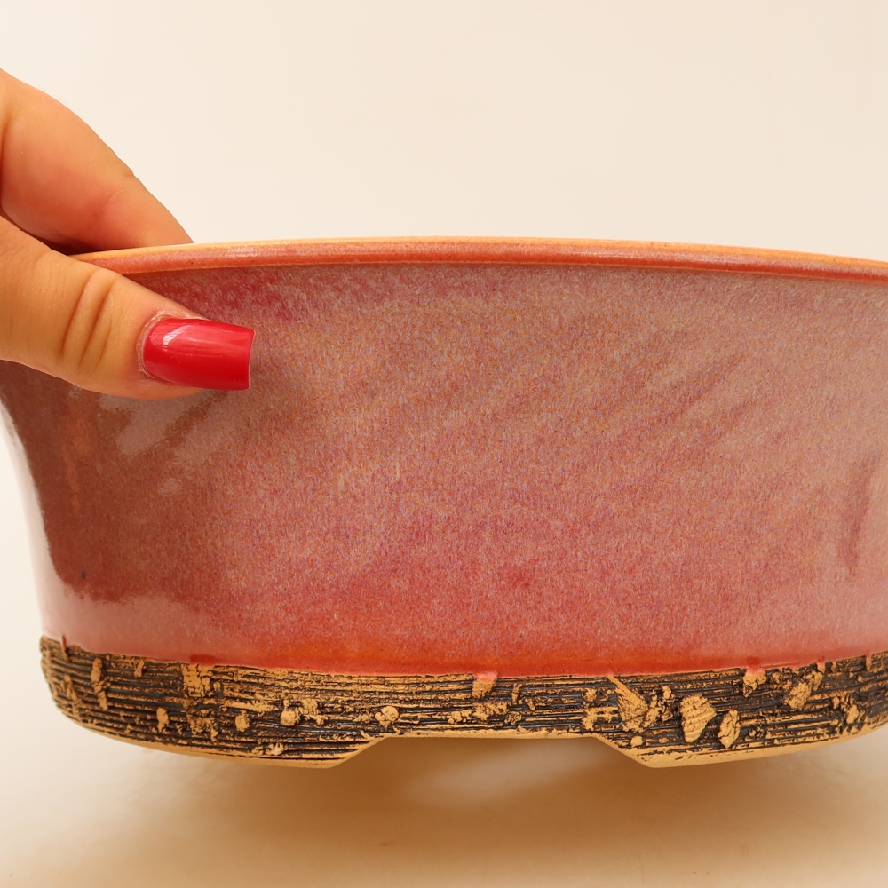 Ceramiczna miska do bonsai 27 x 27 x 9 cm, kolor różowy