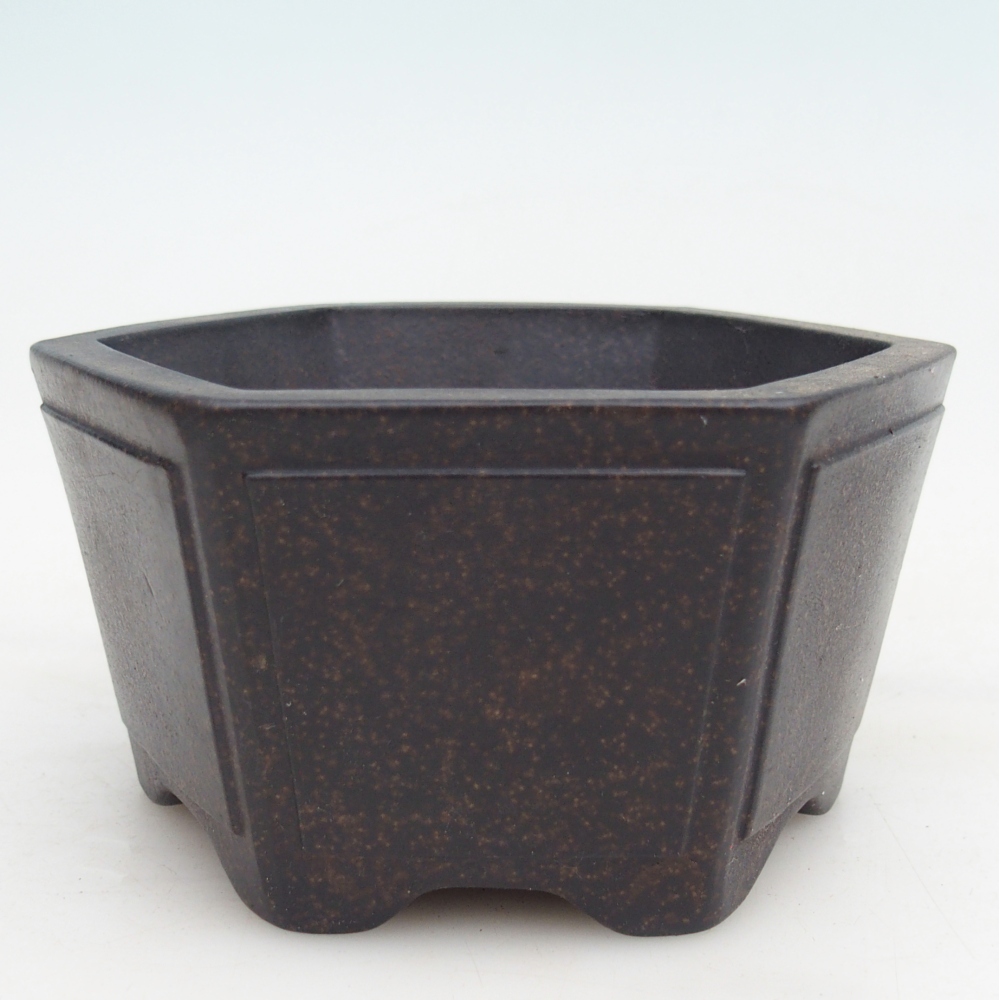 Ceramiczna miska do bonsai 13 x 12 x 7 cm, kolor brązowo-ochrowy