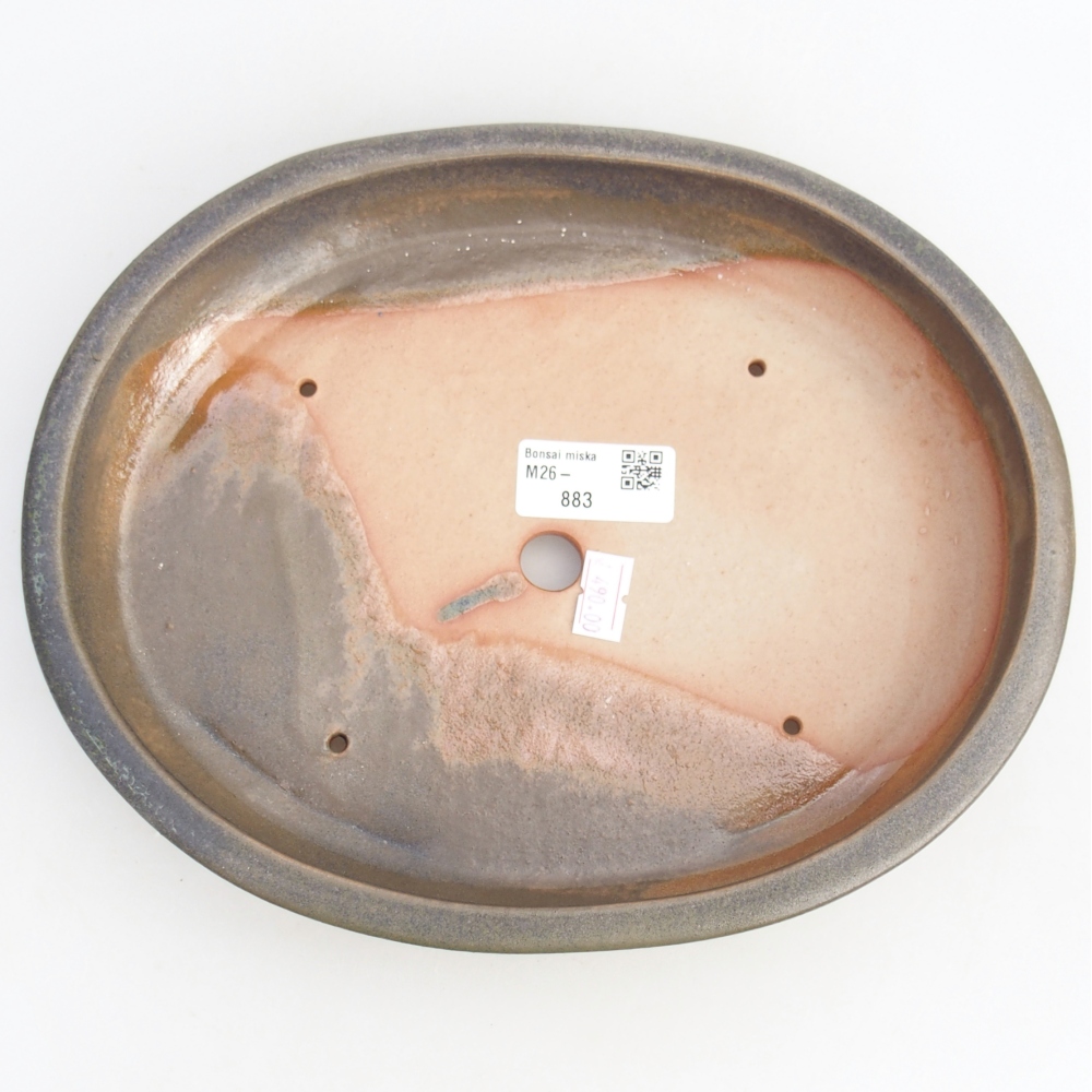 Ceramiczna miska na bonsai 24,5 x 20 x 4 cm, zielono-szara