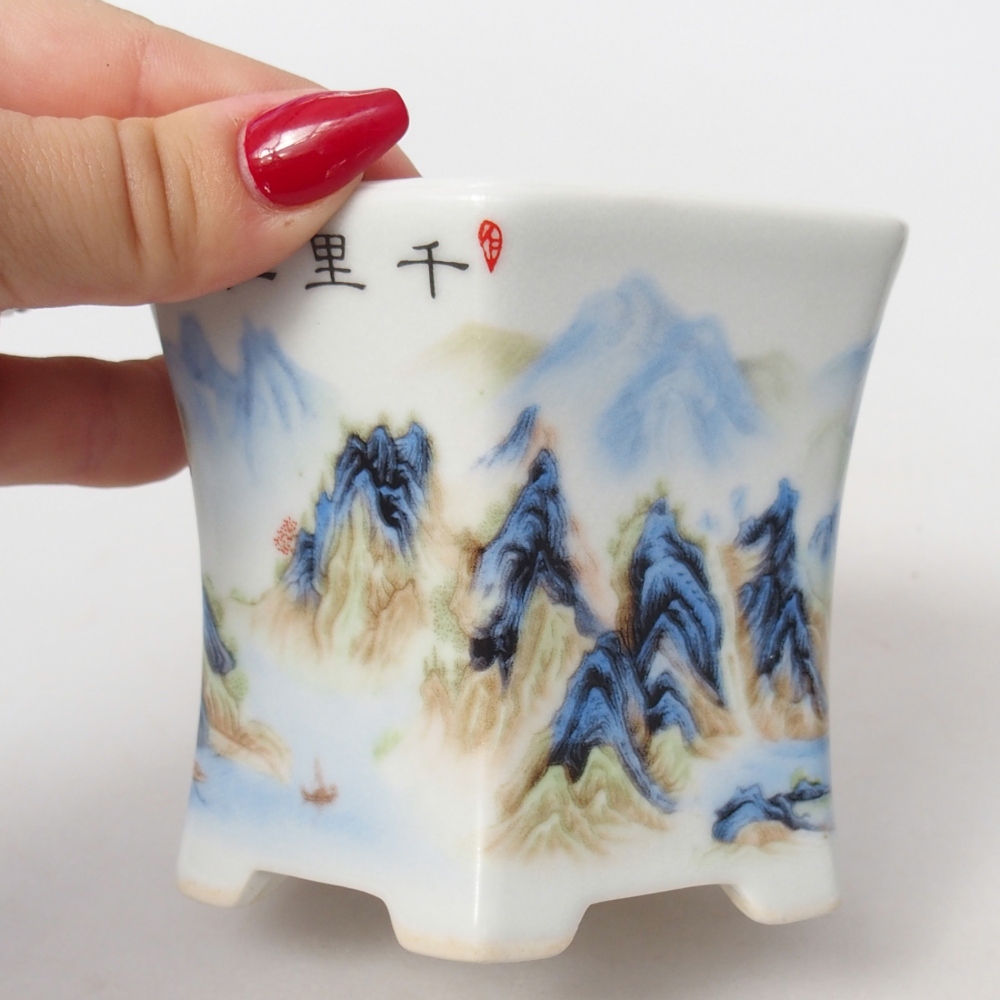 Ceramiczna miska do bonsai 10,5 x 9,5 x 9 cm, kolor biały