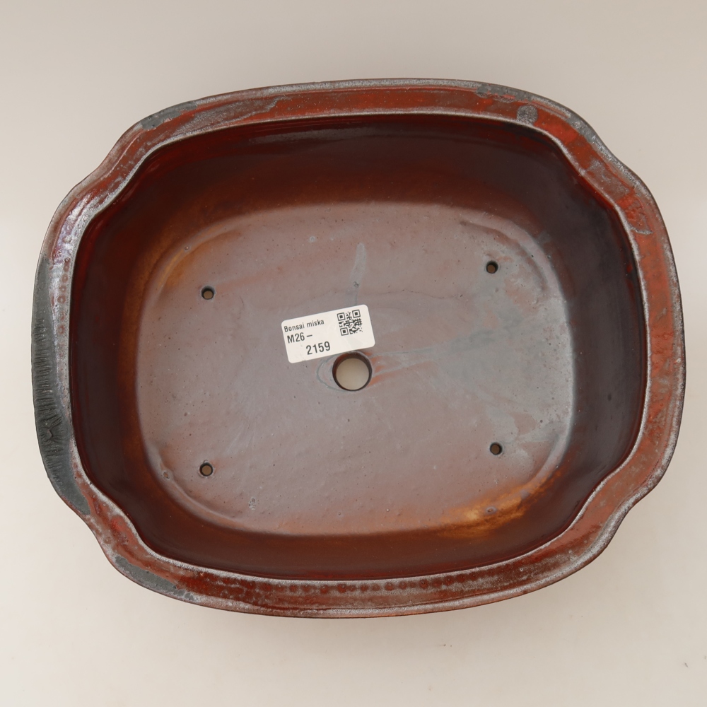Ceramiczna miska do bonsai 24,5 x 21 x 7,5 cm, kolor czerwony