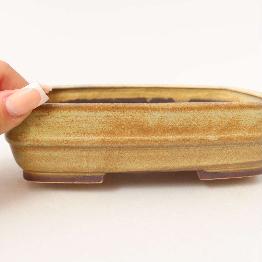 Ceramiczna miska do bonsai 17,5 x 13,5 x 4,5 cm, kolor zielony