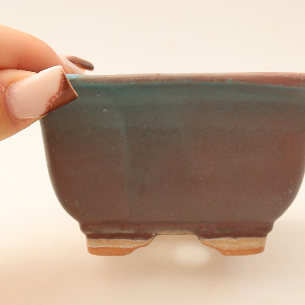 Ceramiczna miseczka do bonsai 9,5 x 9,5 x 5,5 cm, kolor metaliczny