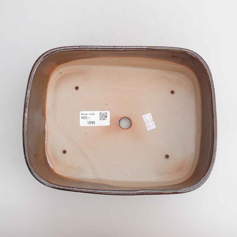 Ceramiczna miska na bonsai 23 x 18 x 7,5 cm, kolor brązowo-zielony