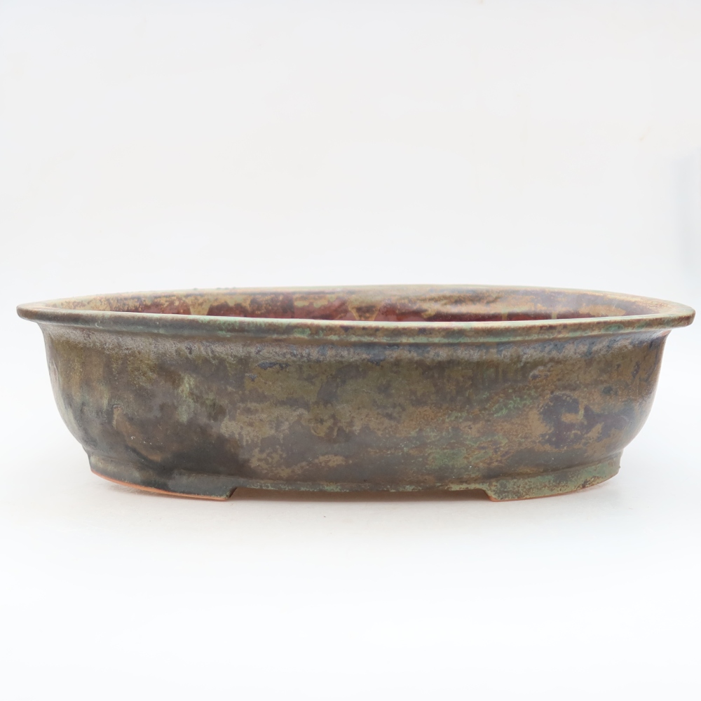 Ceramiczna miska do bonsai 36 x 28 x 8,5 cm, kolor brązowo-zielony