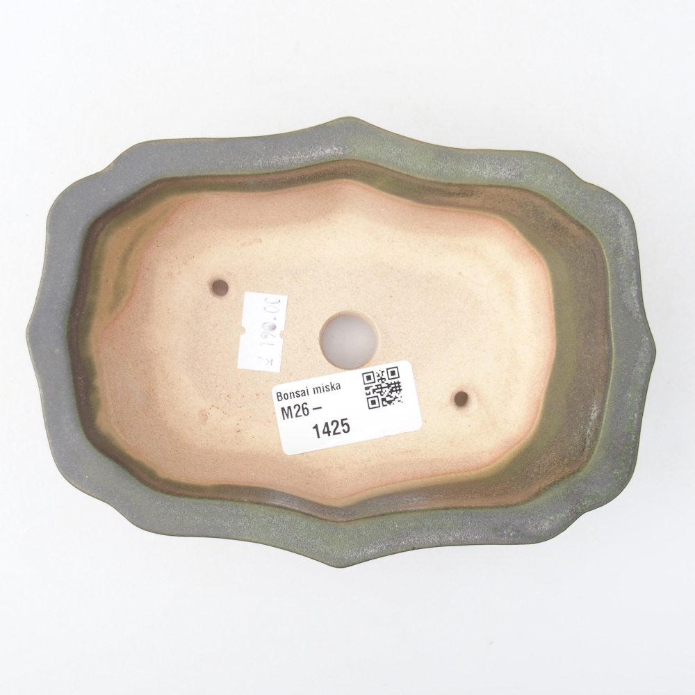 Ceramiczna miska na bonsai 15,5 x 11 x 4,5 cm, metaliczna zieleń