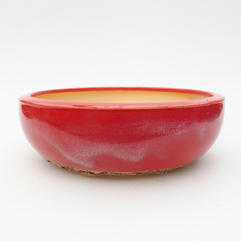 Ceramiczna miska bonsai 18 x 18 x 5,5 cm, kolor Czerwony