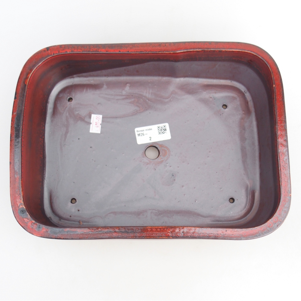 Ceramiczna miska do bonsai 28,5 x 21 x 7,5 cm, kolor czerwony