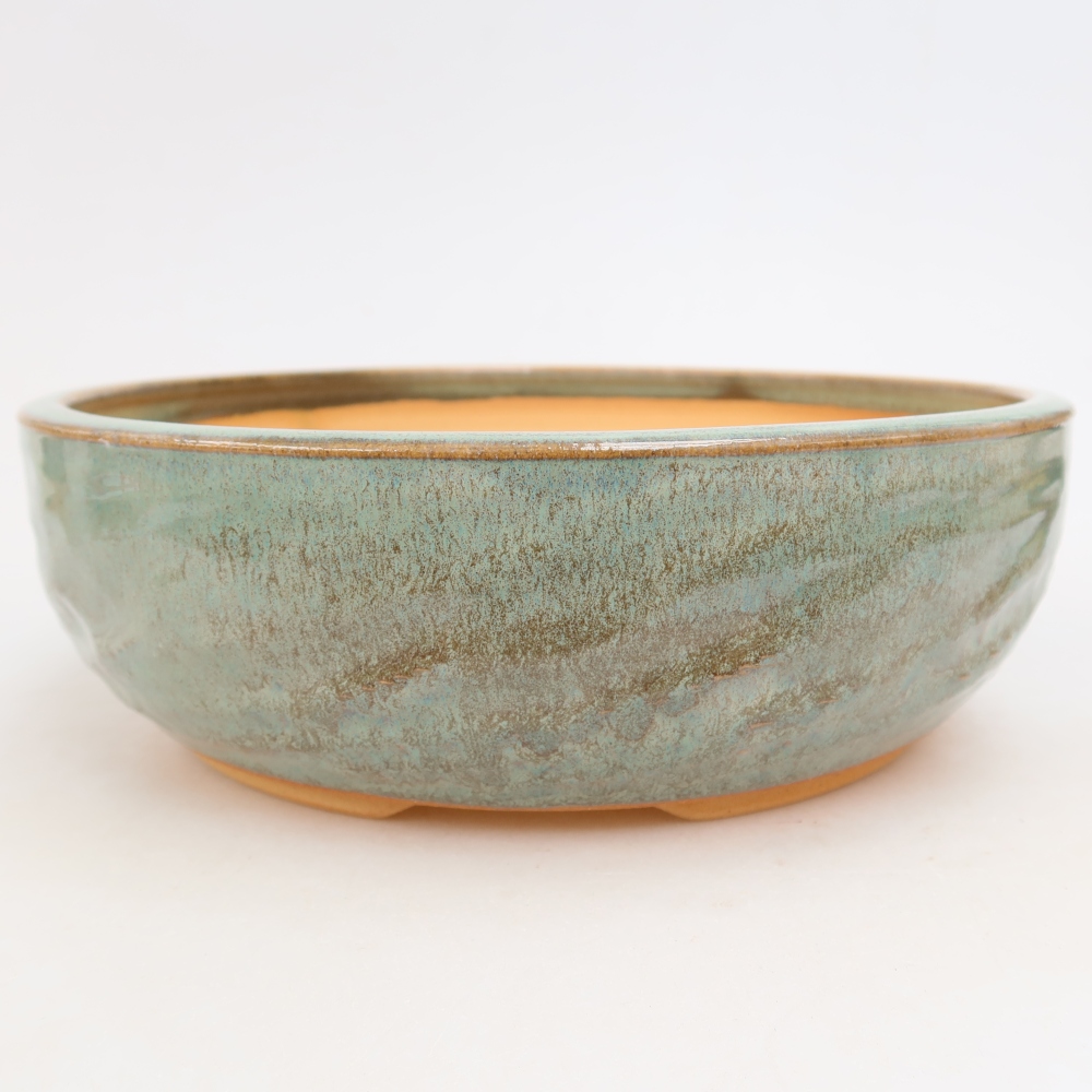 Ceramiczna miska do bonsai 22,5 x 22,5 x 7 cm, zielona