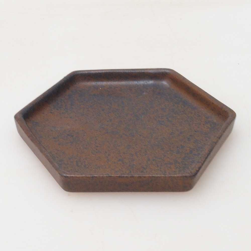 Miska bonsai sześciokątna D3 - 11 x 9,5 x 1 cm - brązowy