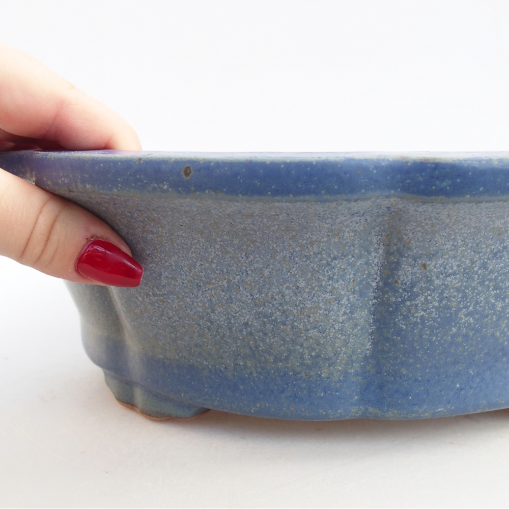 Ceramiczna miska na bonsai 27 x 27 x 8 cm, kolor niebieski