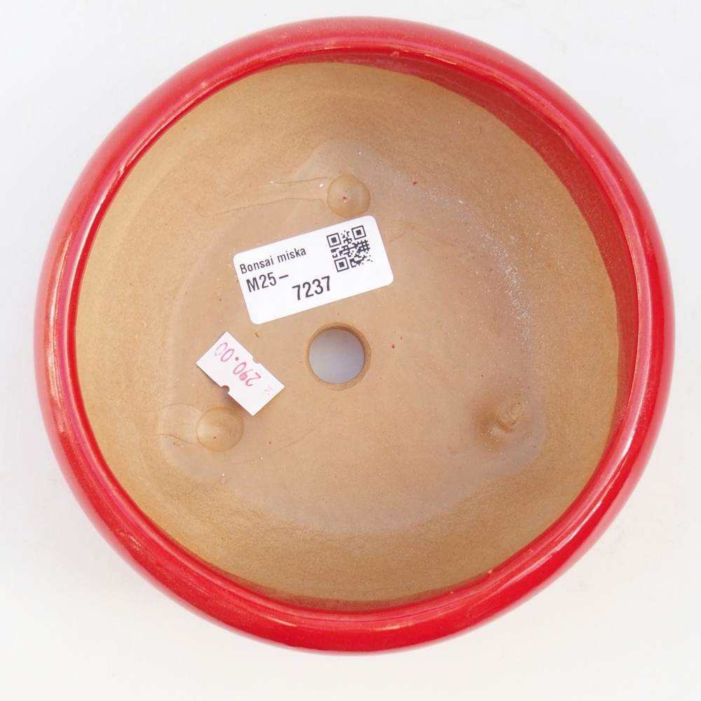 Ceramiczna miska do bonsai 14,5 x 14,5 x 7 cm, kolor czerwony