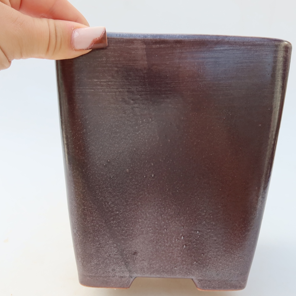 Ceramiczna miska bonsai 13,5 x 13,5 x 15 cm, kolor metaliczny