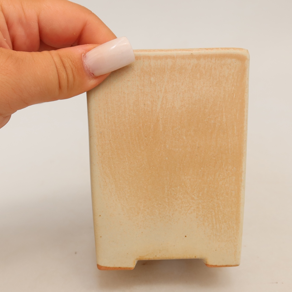 Ceramiczna miska do bonsai 7,5 x 7,5 x 10 cm, kolor beżowy