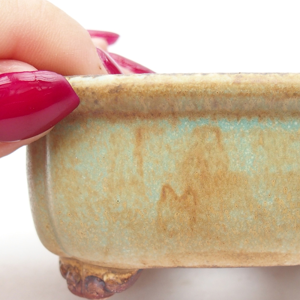 Ceramiczna miska do bonsai 7,5 x 7 x 4 cm, kolor zielony