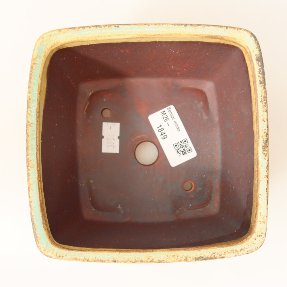 Ceramiczna miska do bonsai 13 x 13 x 8 cm, kolor zielony
