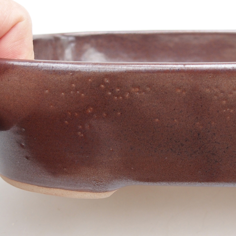 Ceramiczna miska na bonsai 23 x 18,5 x 5,5 cm, brązowa