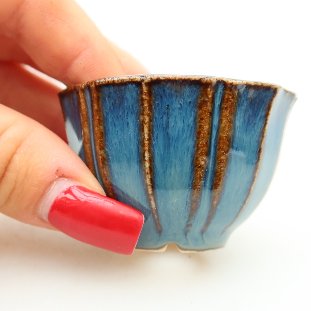 Ceramiczna miseczka do bonsai 5,5 x 5,5 x 3,5 cm, kolor niebieski