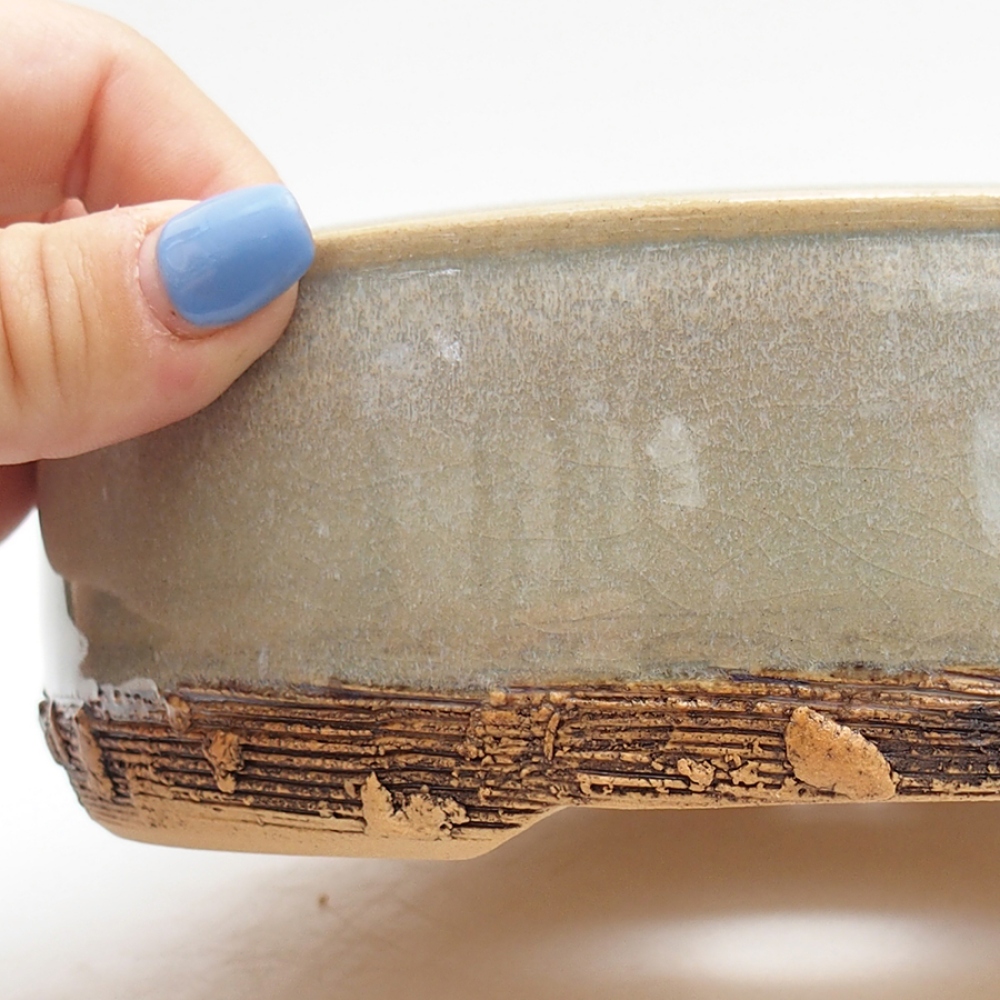 Ceramiczna miska do bonsai 17,5 x 17,5 x 5,5 cm, kolor zielony