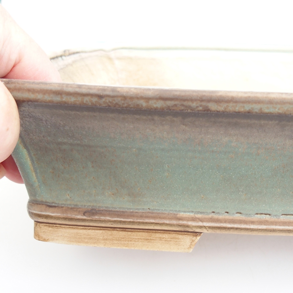 Ceramiczna miska na bonsai 29,5 x 25 x 7,5 cm, zielona