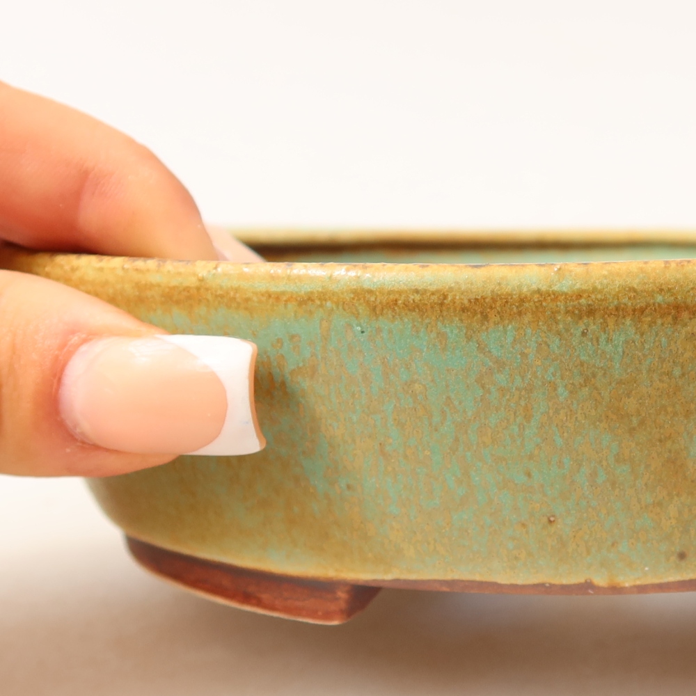 Ceramiczna miska do bonsai 15 x 14 x 4 cm, kolor zielony