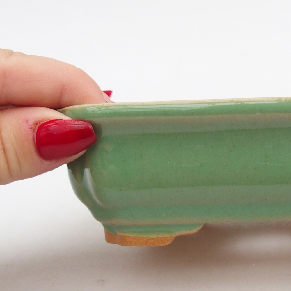 Ceramiczna miska na bonsai 14 x 11 x 4 cm, zielona