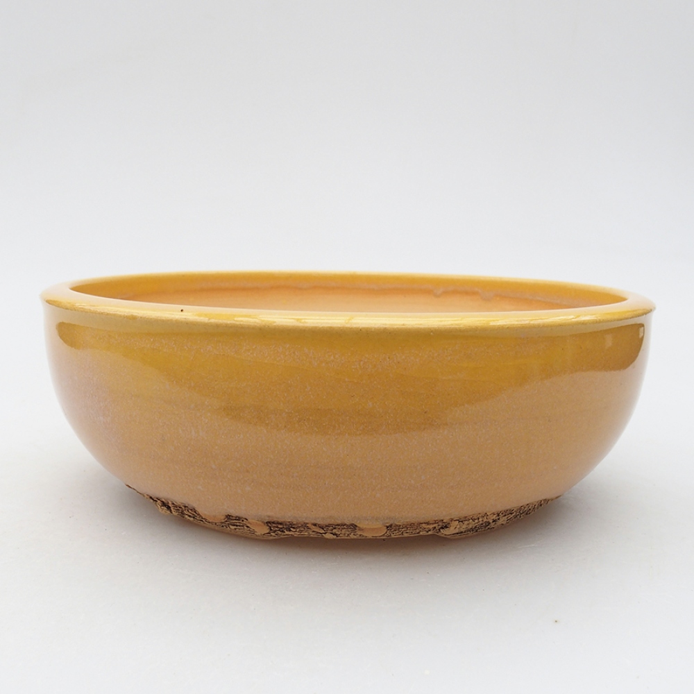 Ceramiczna miska bonsai 18,5 x 18,5 x 6 cm, kolor żółty