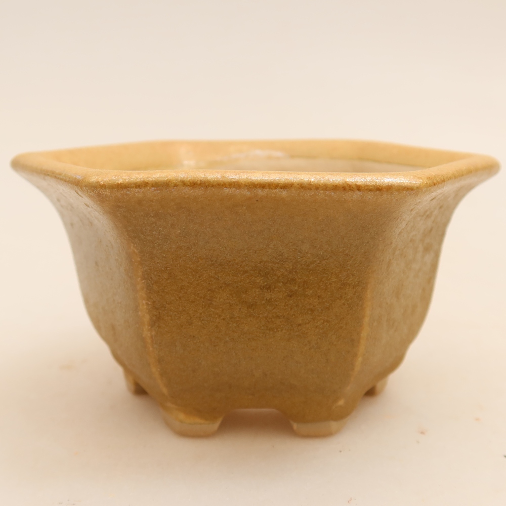 Ceramiczna miska do bonsai 10,5 x 9,5 x 5,5 cm, kolor beżowy