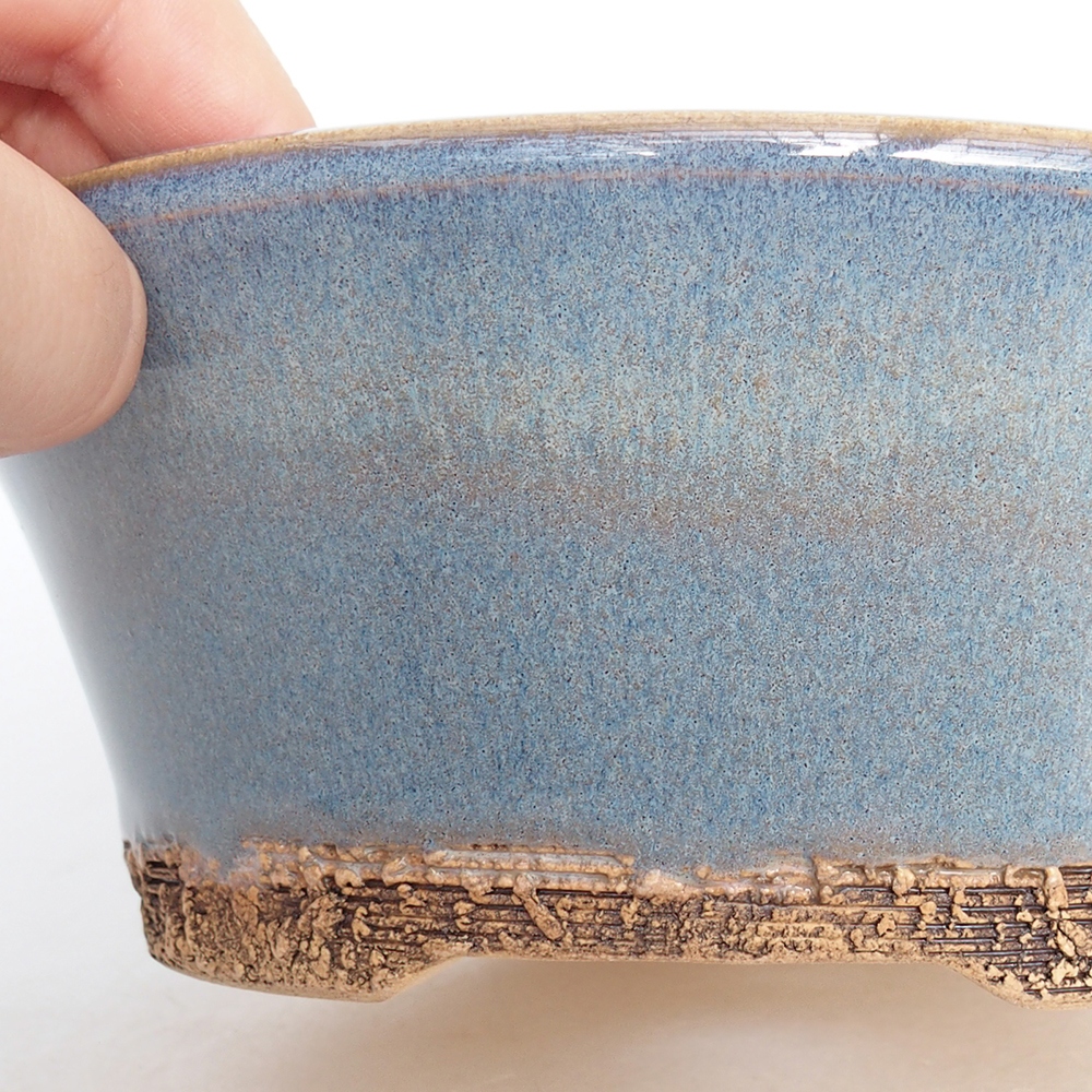 Ceramiczna miska na bonsai 17,5 x 17,5 x 7 cm, kolor niebieski