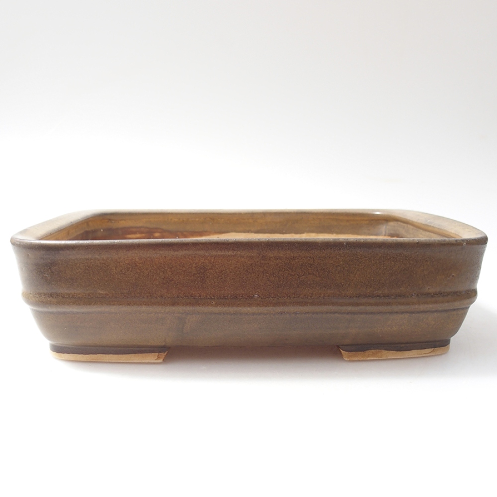 Ceramiczna miska do bonsai  22 x 19 x 5,5  cm, kolor brązowy