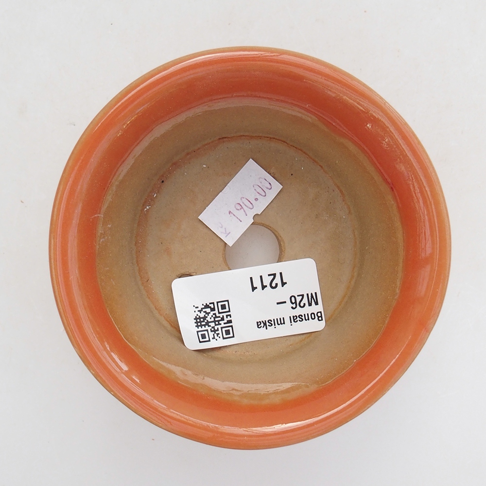 Ceramiczna miska na bonsai 9 x 9 x 5 cm, pomarańczowa