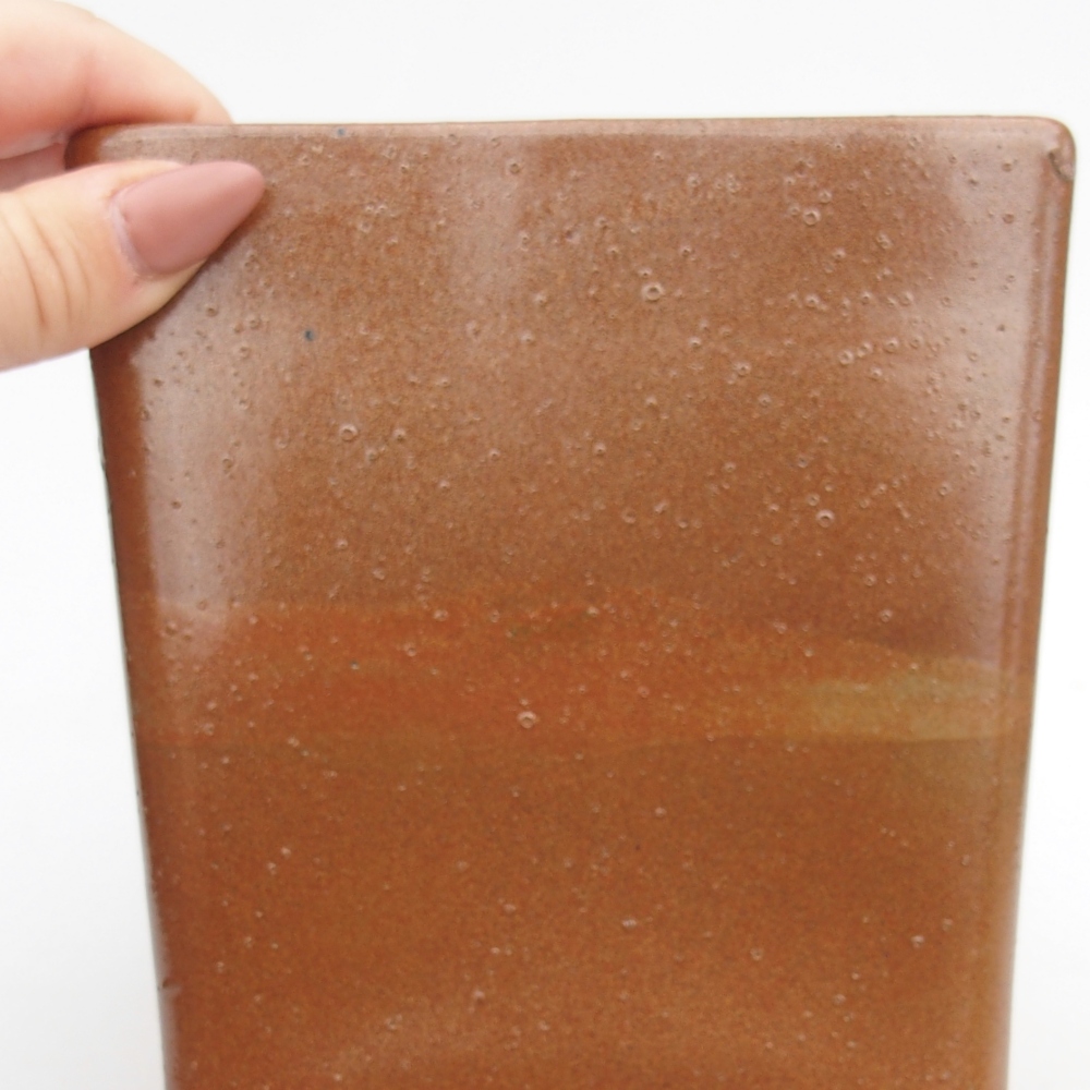 Ceramiczna miska do bonsai 13 x 13 x 13,5 cm, brązowa